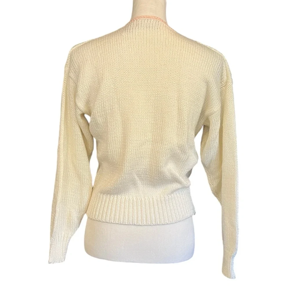 🚫SOLD🚫 Vintage 80s Ginenne Knit Embroidered Floral Coquette Sweater - Picture 7 of 8